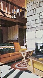 A massive stone fireplace that stores both heat from the sun and burning wood